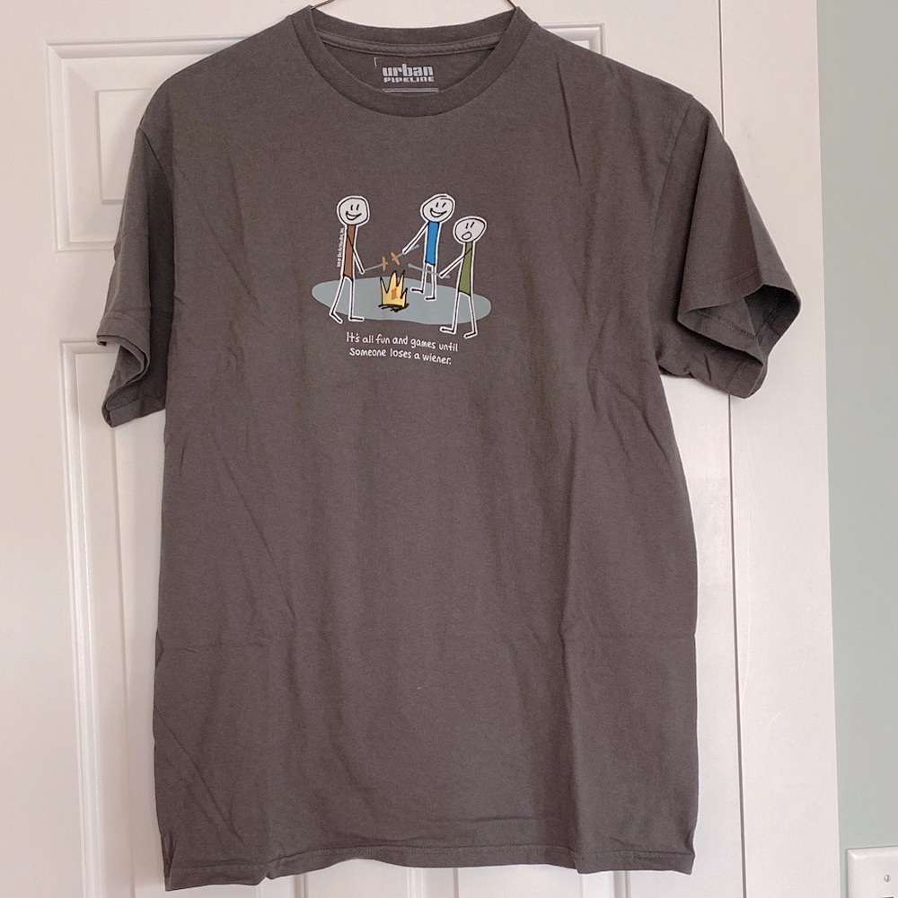 Urban Outfitters Greyish Brown Humorous Stick Figure Men’s Tee